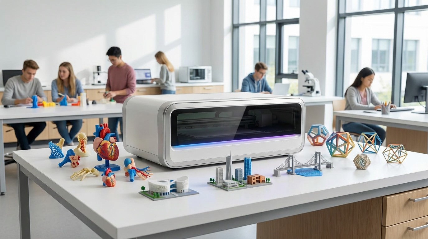 Education lab with 3D models and learning equipment